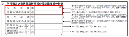 Calculation of the Tax Credit Limit for Income Tax and Special Reconstruction Income Tax on the Foreign Tax Credit Detail Sheet (for Residents) (for fiscal year Reiwa 2 and beyond)